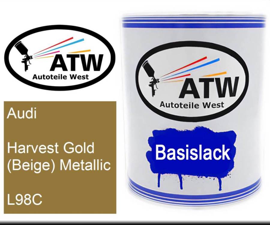 Audi, Harvest Gold (Beige) Metallic, L98C: 1L Lackdose, von ATW Autoteile West.